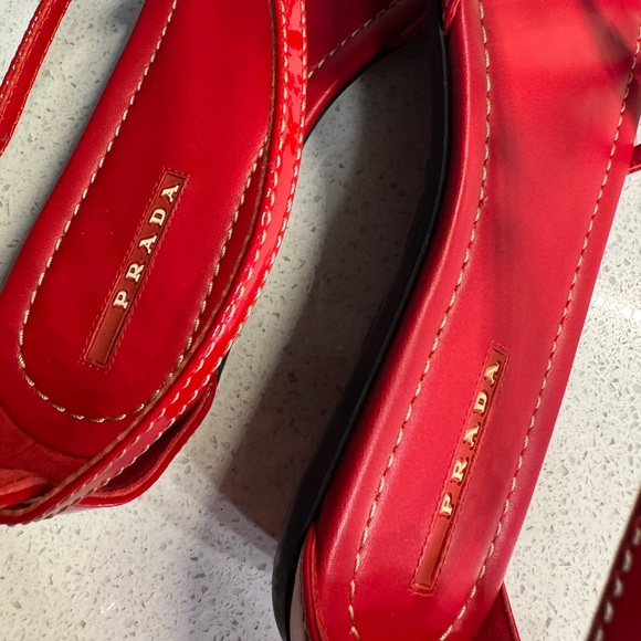 Prada Patent Leather OXP Vernice Rosso 38 flat sandals red - Picture 6 of 8